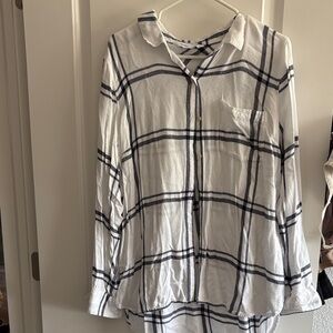 Old Navy Navy Blue and White Striped Shirt